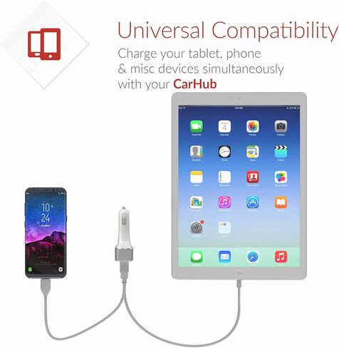 شاحن سيارة Crave CarHub 54W 4 منافذ USB، كوالكوم للشحن السريع 3.0 - أسود in Kuwait