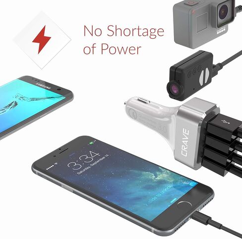 شاحن سيارة Crave CarHub 54W 4 منافذ USB، كوالكوم للشحن السريع 3.0 - أسود in Kuwait
