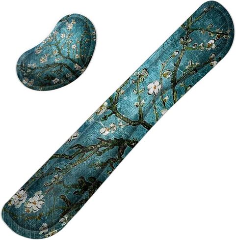 Meffort Inc Gaming Keyboard Wrist Pad & Mouse Wrist Rest Cushion Support Combo Set – Durable Ergonomic Anti Slip Non-Slip Base - Cherry Blossoming in Kuwait