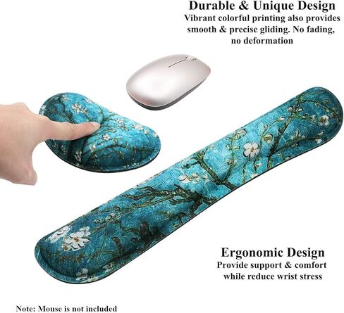 Meffort Inc Gaming Keyboard Wrist Pad & Mouse Wrist Rest Cushion Support Combo Set – Durable Ergonomic Anti Slip Non-Slip Base - Cherry Blossoming in Kuwait
