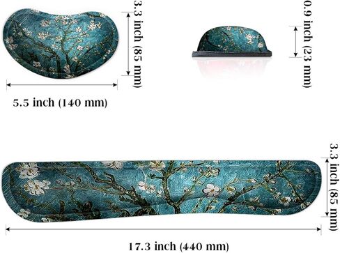 Meffort Inc Gaming Keyboard Wrist Pad & Mouse Wrist Rest Cushion Support Combo Set – Durable Ergonomic Anti Slip Non-Slip Base - Cherry Blossoming in Kuwait