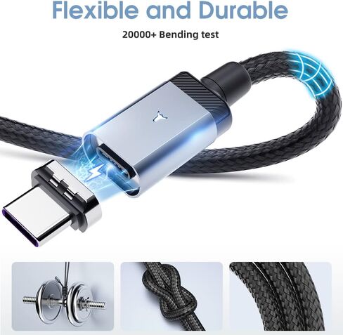كيبل شحن مغناطيسي 2 في 1 من USB C الى USB C [3 قطع، 1.5 قدم/3 قدم/6 قدم] 65 واط/3 امبير للشحن السريع لشاحن ايفون ونقل البيانات لموبايل ايفون 14/13/سامسونج/بكسل/ماك بوك/ايباد اير in Kuwait