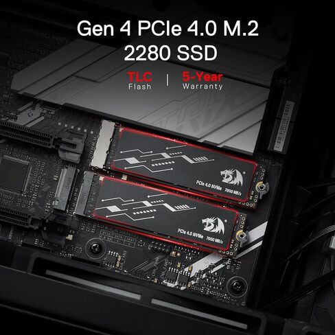 Redragon RM520 2TB NVMe SSD, Gaming M.2 2280 Internal Solid State Drive w/Gen 4 PCIe 4.0 Form Factor, Up to 7,400/6,600 MB/s Hyper-Speed, for PC Laptop, PS5 in Saudi Arabia