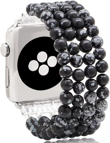 Beaded Bracelet Compatible with Apple Watch Band 38mm 40mm 41mm 42mm 44mm 45mm 46mm 49mm, Natural Stone Beaded Elastic Stretchy Replacement Band for iWatch Ultra SE Series 10 9 8 7 6 5 4 3 2 1 in Saudi Arabia