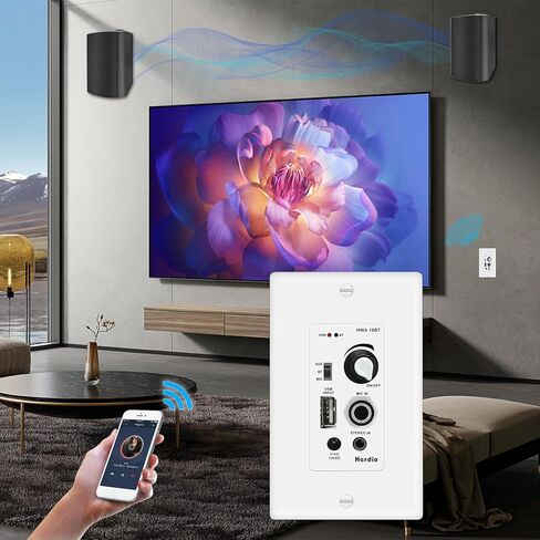 مكبرات صوت خارجية هيرديو 400 وات 6.5 بوصة مقاومة للماء مع مضخم صوت بلوتوث على الحائط، صوت جهير مثير للإعجاب ومتانة في جميع الأحوال الجوية، نظام صوت ستيريو مثبت على الحائط لسطح الفناء المنزلي (أبيض، زوج) in Kuwait