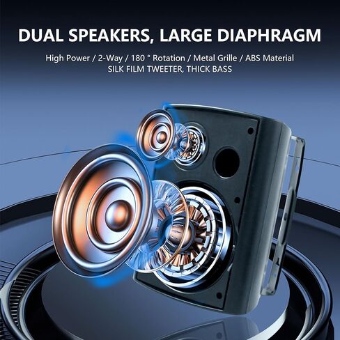 مكبرات صوت خارجية هيرديو 400 وات 6.5 بوصة مقاومة للماء مع مضخم صوت بلوتوث على الحائط، صوت جهير مثير للإعجاب ومتانة في جميع الأحوال الجوية، نظام صوت ستيريو مثبت على الحائط لسطح الفناء المنزلي (أبيض، زوج) in Kuwait