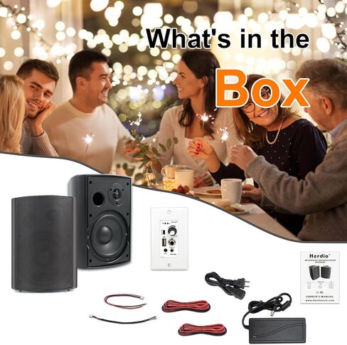 مكبرات صوت خارجية هيرديو 400 وات 6.5 بوصة مقاومة للماء مع مضخم صوت بلوتوث على الحائط، صوت جهير مثير للإعجاب ومتانة في جميع الأحوال الجوية، نظام صوت ستيريو مثبت على الحائط لسطح الفناء المنزلي (أبيض، زوج) in Kuwait