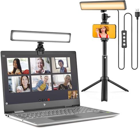 YELANGU Video Conference Lighting Kit - Enhance Your Video Calls with Dimmable LED Light Bar, Tripod, and Phone Stand for Clear and Professional Videotaping, Streaming, and Zoom Meetings in Kuwait