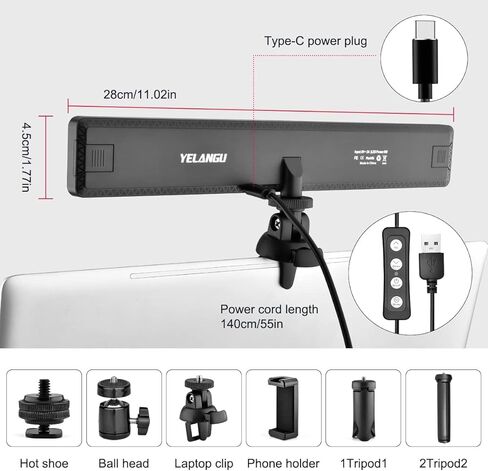 YELANGU Video Conference Lighting Kit - Enhance Your Video Calls with Dimmable LED Light Bar, Tripod, and Phone Stand for Clear and Professional Videotaping, Streaming, and Zoom Meetings in Kuwait