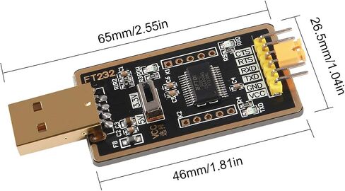 FT232RL USB to TTL Adapter for Development Projects, USB to Serial Converter Module with Genuine FTDI USB UART Compatible with Windows 7/8/10/XP,Linux, Mac OS  in Saudi Arabia