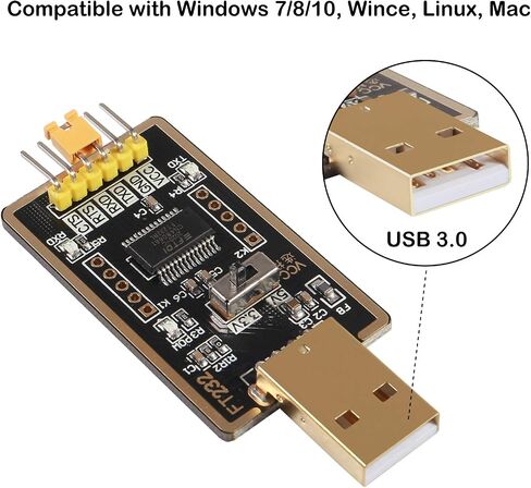 FT232RL USB to TTL Adapter for Development Projects, USB to Serial Converter Module with Genuine FTDI USB UART Compatible with Windows 7/8/10/XP,Linux, Mac OS  in Saudi Arabia