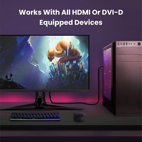 كابل DVI إلى HDMI بطول 10 أقدام، محول HDMI إلى DVI ثنائي الاتجاه، HDMI ذكر إلى DVI-D 24+1 ذكر، يدعم 1080P HD متوافق مع Raspberry Pi، Roku، Xbox One، PS5، بطاقة الرسومات، Blue-ray، DVD in Kuwait