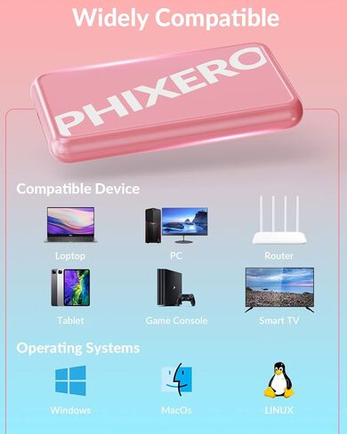 حاوية محرك الأقراص الصلبة PHIXERO مقاس 2.5 بوصة USB 3.0 إلى SATA III لـ 2.5 بوصة SSD وHDD 7 مم/9.5 مم حاوية محرك أقراص ثابتة خارجية خالية من الأدوات مع UAS، متوافقة مع WD Seagate Toshiba Samsung Hitachi- وردي in Kuwait