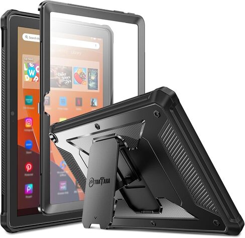 حافظة Fintie مقاومة للصدمات للكمبيوتر اللوحي الجديد Fire HD 10 (الجيل الثالث عشر 10.1 بوصة، إصدار 2023)، [Tuatara] غطاء مسند هجين متين من الصدمات مع واقي شاشة مدمج، أزرق in Saudi Arabia