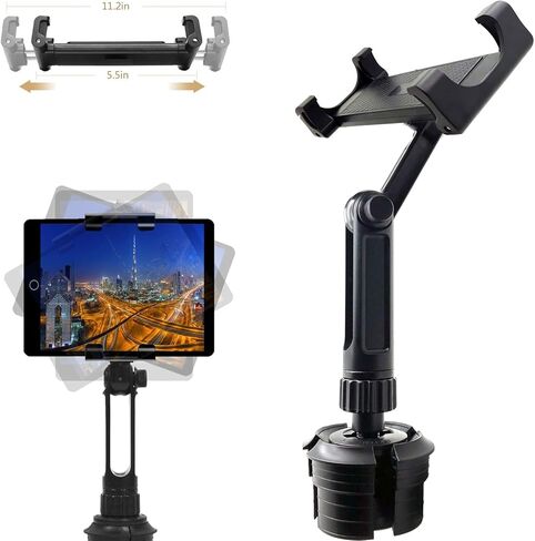 حامل أكواب LicoGear Lycan Car Truck Extended Drink Cup للهاتف الذكي اللوحي حامل لأجهزة iPad Pro Air Mini iPhone X XR XS 11 MAX 8 Galaxy Tab S10 Surface Pro ومعظم شاشة 6 بوصات GPS in Kuwait
