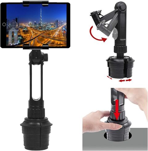 حامل أكواب LicoGear Lycan Car Truck Extended Drink Cup للهاتف الذكي اللوحي حامل لأجهزة iPad Pro Air Mini iPhone X XR XS 11 MAX 8 Galaxy Tab S10 Surface Pro ومعظم شاشة 6 بوصات GPS in Kuwait