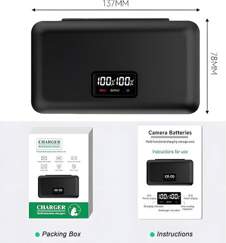 شاحن بطارية LP-E12 مع قارئ بطاقات متوافق مع كاميرات Canon EOS M/M2/10/50/50 Mark II/M100/200، 100D، Rebel SL1، PowerShot SX70 HS in Kuwait