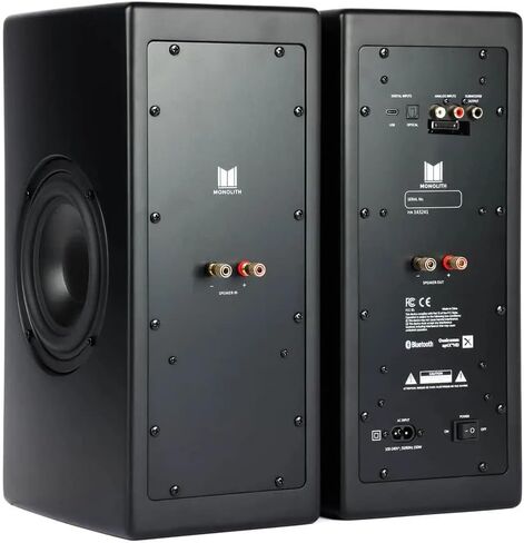 Monolith Powered Desktop Speakers - 100-Watt with Optical and USB Inputs, Subwoofer Output, Bluetooth aptX HD, Remote Control Included, for PCs and Laptops, Black, MTM-100 in Saudi Arabia