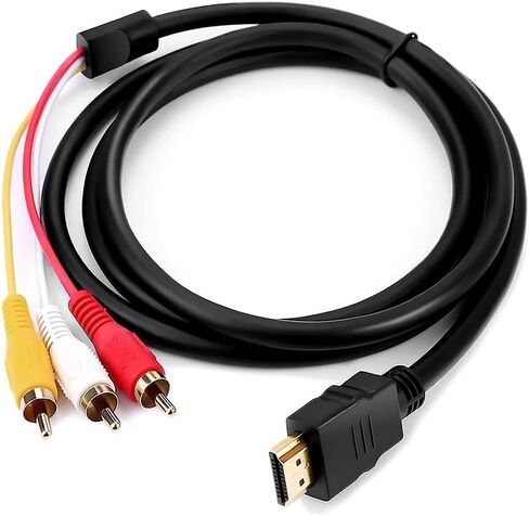 كابل DUOYHIEL HDMI إلى RCA، 1080P 5ft/1.5m HDMI ذكر إلى 3 RCA محول موصل كابل الصوت والفيديو، جهاز إرسال في اتجاه واحد للتلفزيون، HDTV، مشغل DVD والمزيد in Kuwait