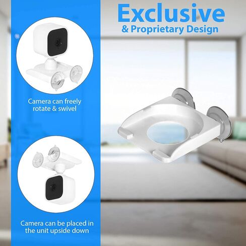 دعامة تثبيت آمنة ومتوافقة مع Blink Mini مع أكواب شفط مزدوجة تسمح بدوران 360 درجة - يتم تثبيتها على الفولاذ المقاوم للصدأ وزجاج النوافذ والمرايا والأسطح الملساء (حامل واحد) in Saudi Arabia