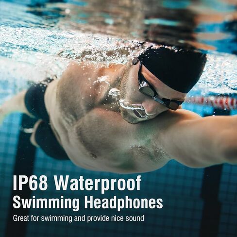 fojep سماعات توصيل العظام بلوتوث، سماعات أذن مفتوحة لاسلكية مع ميكروفون، IP68 سماعات سباحة مقاومة للماء فوق الأذن، سماعات أذن توصيل العظام سماعة بلوتوث للجري، ركوب الدراجات، التمرين in Kuwait