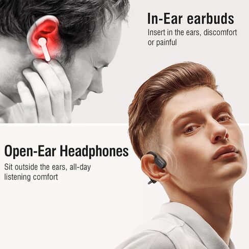 fojep سماعات توصيل العظام بلوتوث، سماعات أذن مفتوحة لاسلكية مع ميكروفون، IP68 سماعات سباحة مقاومة للماء فوق الأذن، سماعات أذن توصيل العظام سماعة بلوتوث للجري، ركوب الدراجات، التمرين in Kuwait