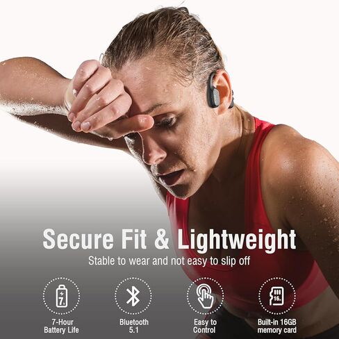 fojep سماعات توصيل العظام بلوتوث، سماعات أذن مفتوحة لاسلكية مع ميكروفون، IP68 سماعات سباحة مقاومة للماء فوق الأذن، سماعات أذن توصيل العظام سماعة بلوتوث للجري، ركوب الدراجات، التمرين in Kuwait