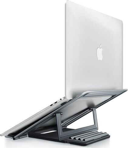 حامل كمبيوتر محمول B-Land للمكتب، حامل كمبيوتر محمول قابل للطي وحامل كمبيوتر من الألومنيوم، حامل كمبيوتر محمول بارتفاع قابل للتعديل بأربعة مستويات متوافق مع أجهزة MacBook وAir وPro وDell XPS وSamsung جميع أجهزة الكمبيوتر المحمولة مقاس 10-17 بوصة in Kuwait
