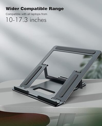 حامل كمبيوتر محمول B-Land للمكتب، حامل كمبيوتر محمول قابل للطي وحامل كمبيوتر من الألومنيوم، حامل كمبيوتر محمول بارتفاع قابل للتعديل بأربعة مستويات متوافق مع أجهزة MacBook وAir وPro وDell XPS وSamsung جميع أجهزة الكمبيوتر المحمولة مقاس 10-17 بوصة in Kuwait