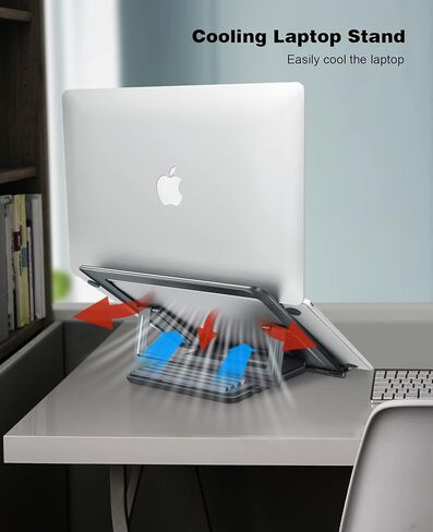 حامل كمبيوتر محمول B-Land للمكتب، حامل كمبيوتر محمول قابل للطي وحامل كمبيوتر من الألومنيوم، حامل كمبيوتر محمول بارتفاع قابل للتعديل بأربعة مستويات متوافق مع أجهزة MacBook وAir وPro وDell XPS وSamsung جميع أجهزة الكمبيوتر المحمولة مقاس 10-17 بوصة in Kuwait