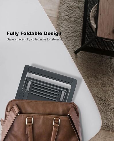 حامل كمبيوتر محمول B-Land للمكتب، حامل كمبيوتر محمول قابل للطي وحامل كمبيوتر من الألومنيوم، حامل كمبيوتر محمول بارتفاع قابل للتعديل بأربعة مستويات متوافق مع أجهزة MacBook وAir وPro وDell XPS وSamsung جميع أجهزة الكمبيوتر المحمولة مقاس 10-17 بوصة in Kuwait