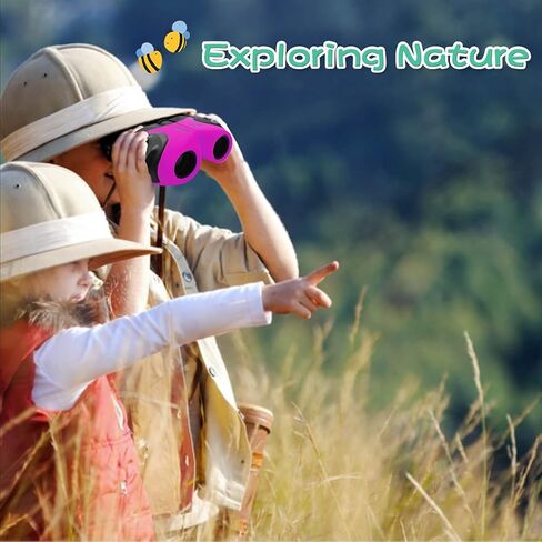 Mom&myaboys Binoculars Toys for Children,Birthday Gifts for 4-9 Old Year Girls for Outdoor Play,5-12 Old Year Girls Boys Presents,Best Gift for Kids Hunting,Learning (Pink) in Kuwait