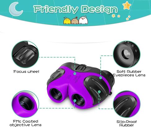 Mom&myaboys Binoculars Toys for Children,Birthday Gifts for 4-9 Old Year Girls for Outdoor Play,5-12 Old Year Girls Boys Presents,Best Gift for Kids Hunting,Learning (Pink) in Kuwait