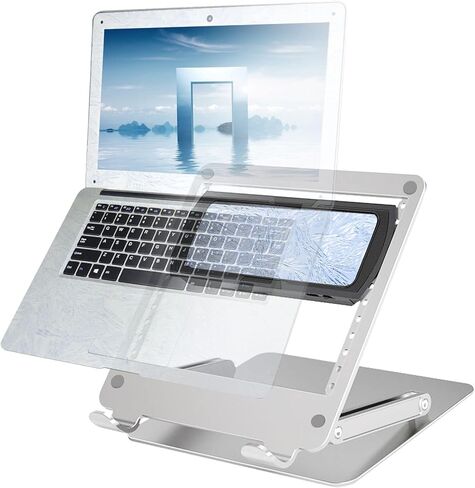 CatXQ Laptop Cooling Pads,Semiconductor Cooler with Adjustable Computer Stand for MacBook Notebook - Silvery in Kuwait