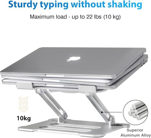 حامل كمبيوتر محمول من سبائك الألومنيوم قابل للتعديل للكمبيوتر المحمول مقاس 10-17.3 بوصة حامل كمبيوتر محمول مكتبي لأجهزة MacBook وDell وLenovo وHP والمزيد من أجهزة الكمبيوتر المحمولة (حامل الكمبيوتر المحمول) in Kuwait