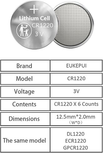 EUKEPUI 6 Count-CR1220 3V Lithium Coin Cell Battery in Saudi Arabia