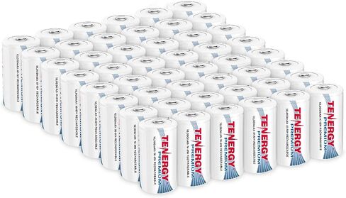 Tenergy Combo: 4 pcs Premium D Size Rechargeable Batteries High Capacity 10000mAh NiMH - UL Certified in Saudi Arabia