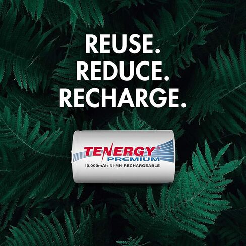 Tenergy Combo: 4 pcs Premium D Size Rechargeable Batteries High Capacity 10000mAh NiMH - UL Certified in Saudi Arabia