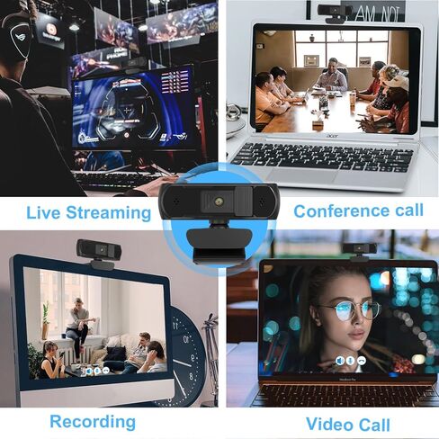 Emonoo HA501 1080P HD Webcam with Microphone, Web Camera with Privacy Cover and Tripod Stand, USB Camera for Computer Plug and Play, 30FPS, for Meetings Video Calls Compatible with Desktop Laptop in Kuwait