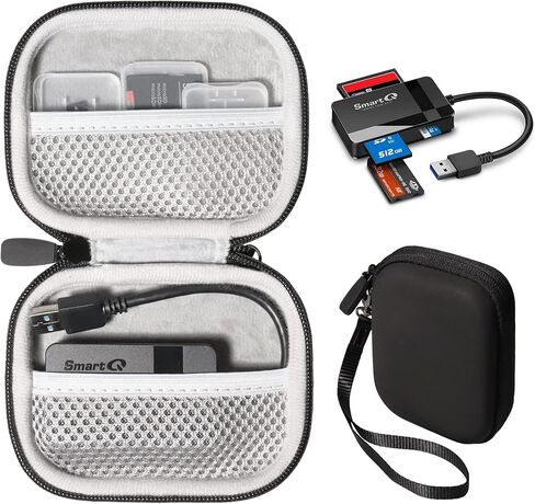 حافظة CaseSack لقارئ بطاقات SD متوافقة مع SmartQ C368 وHicober وURGREEN وغيرها، حافظة تنظيم لبطاقة SD وقارئات البطاقات ومحرك فلاش (أسود) in Kuwait