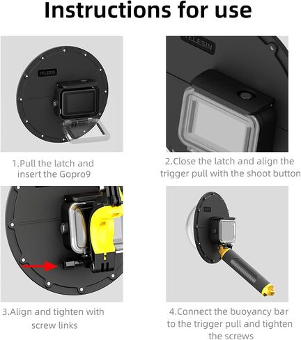 Dome Port for GoPro Hero 7 6 5 Black, Underwater Dive Camera Dome Port with Waterproof Housing Case Trigger Floating Hand Grip Waterproof 98ft/30m for Go Pro Accessories in Saudi Arabia