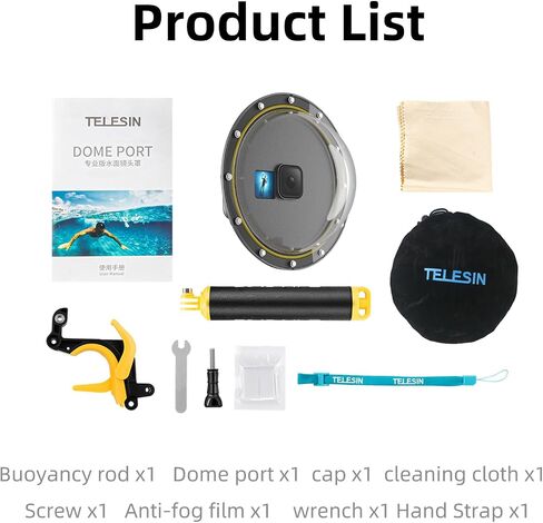 Dome Port for GoPro Hero 7 6 5 Black, Underwater Dive Camera Dome Port with Waterproof Housing Case Trigger Floating Hand Grip Waterproof 98ft/30m for Go Pro Accessories in Saudi Arabia