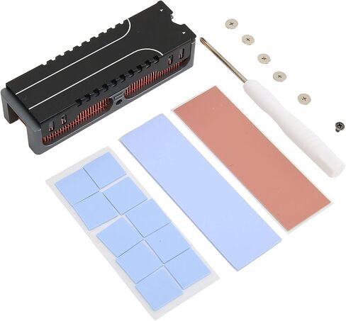 مبدد حرارة M.2 SSD 2280، تبريد M2 2280 SSD، مشتت حراري لمحرك الحالة الصلبة مع زعانف مشتت حراري من النحاس النقي، 58 فتحة عادم، مروحة ذكية منخفضة الضوضاء PWM in Kuwait