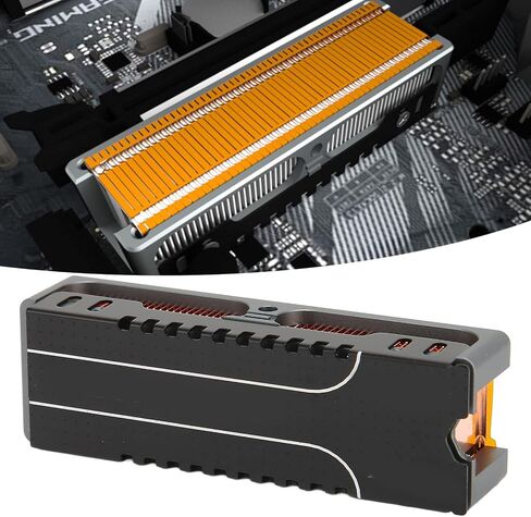 مبدد حرارة M.2 SSD 2280، تبريد M2 2280 SSD، مشتت حراري لمحرك الحالة الصلبة مع زعانف مشتت حراري من النحاس النقي، 58 فتحة عادم، مروحة ذكية منخفضة الضوضاء PWM in Kuwait