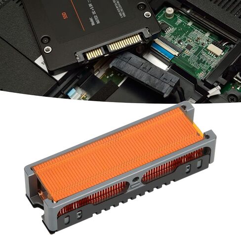 مبدد حرارة M.2 SSD 2280، تبريد M2 2280 SSD، مشتت حراري لمحرك الحالة الصلبة مع زعانف مشتت حراري من النحاس النقي، 58 فتحة عادم، مروحة ذكية منخفضة الضوضاء PWM in Kuwait