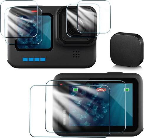 واقي شاشة لجهاز GoPro Hero 9 أسود شفاف جدا من الزجاج المقسى 6 قطع من المطاط اللدن بالحرارة ملحقات غطاء العدسات المطاطية in Kuwait