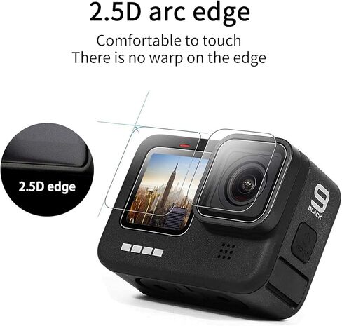 واقي شاشة لجهاز GoPro Hero 9 أسود شفاف جدا من الزجاج المقسى 6 قطع من المطاط اللدن بالحرارة ملحقات غطاء العدسات المطاطية in Kuwait
