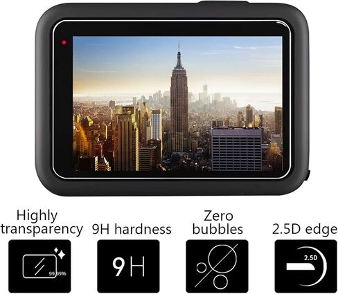 واقي شاشة لجهاز GoPro Hero 9 أسود شفاف جدا من الزجاج المقسى 6 قطع من المطاط اللدن بالحرارة ملحقات غطاء العدسات المطاطية in Kuwait