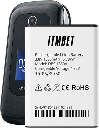 بطارية بديلة DBS-1350A لجهاز Doro 7050 Consumer Cellular Flip 1500mAh in Kuwait