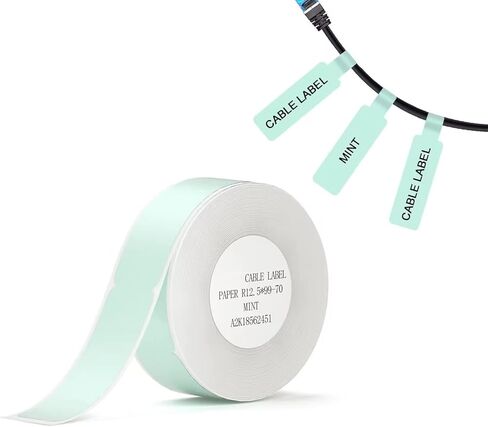 شريط ملصقات متوافق مع NIIMBOT D11 D110 D101، ملصق كابل للمكتب والمنزل مقاوم للماء ومضاد للزيت ومقاوم للخدش مقاس 0.5 بوصة × 3.9 بوصة (كابل نعناعي) in Kuwait